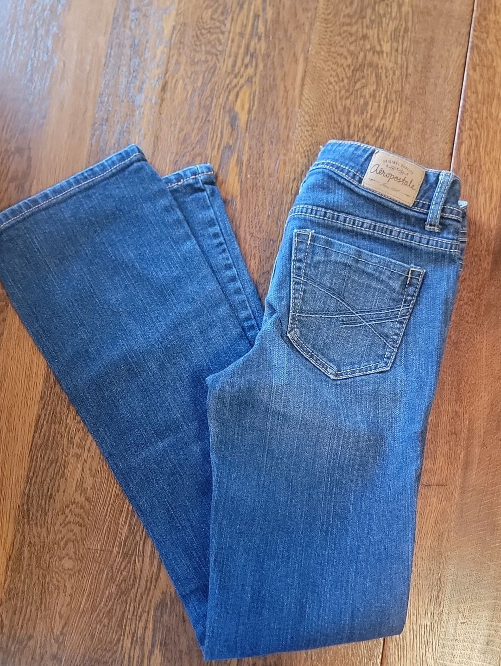 Aeropostale Blue Women's Boot Cut Jeans with Back Pocket Stitching